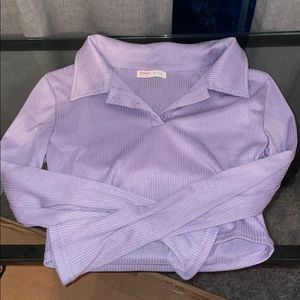 long sleeved ribbed cropped shirt